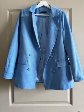 Trendyol Light Blue Double-Breasted Blazer
